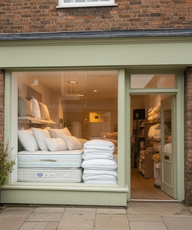Family-run bedding shop front on Ricket Lane in Newark and Sherwood, with a welcoming display window