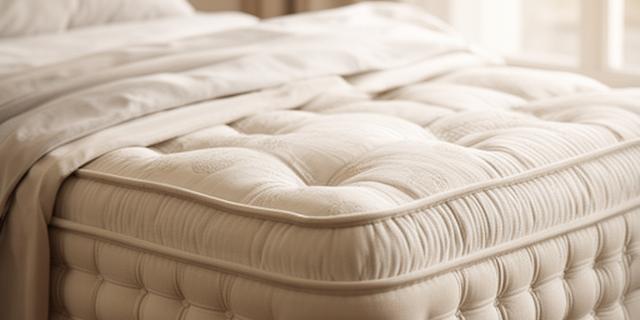 Plush luxury pillow-top mattress with close-up stitching and soft white bedding
